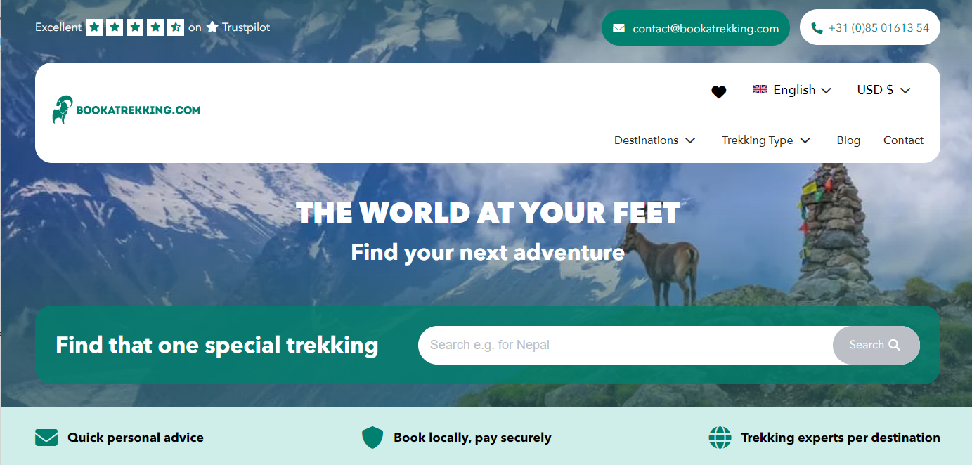 travel web design example