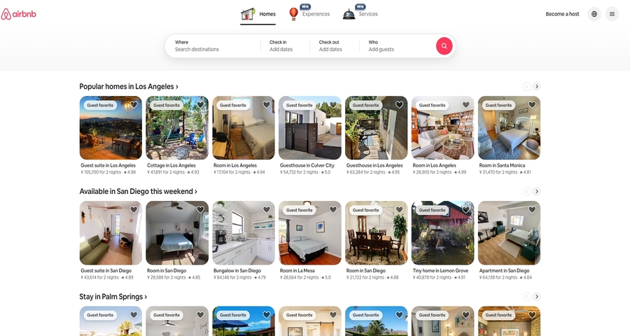 The Website of Airbnb