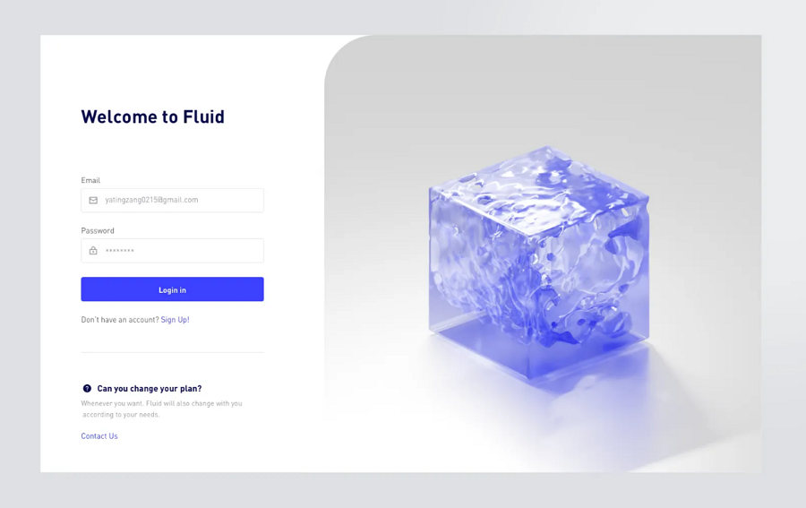 Login Page Fluid Animation  