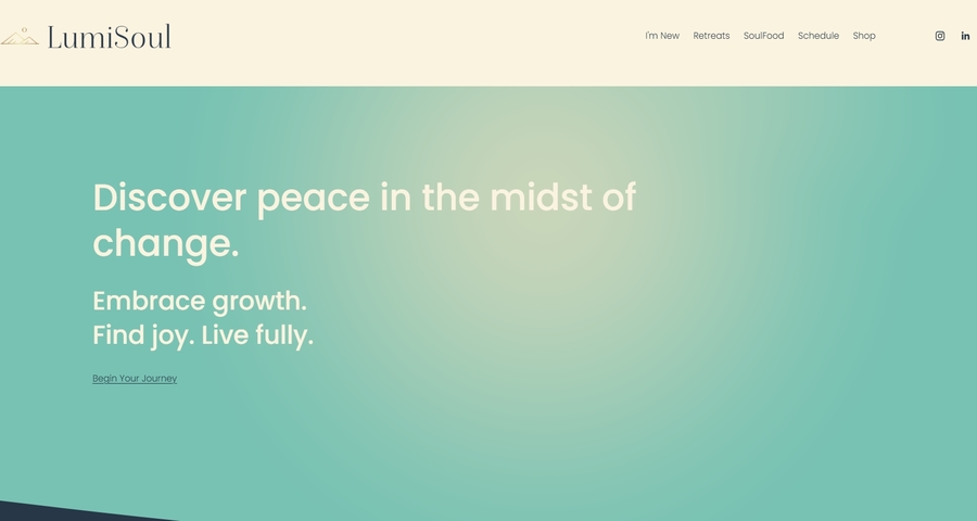The healthcare website page of Lumisoul