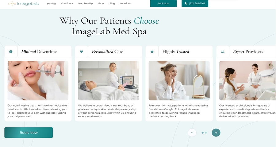 The healthcare website page of ImageLab