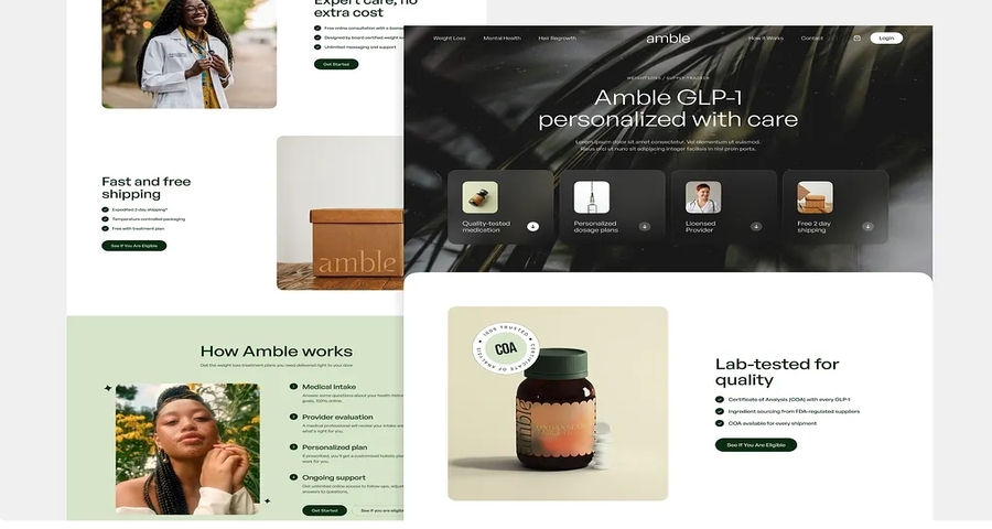 The healthcare website design template of Amble