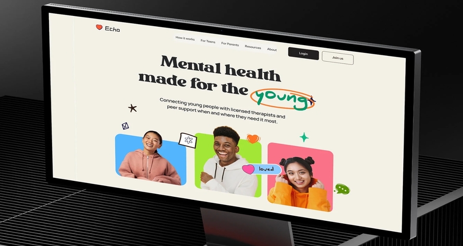 The healthcare website design template of Echo Mental Wellness