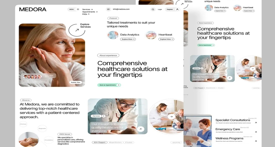 The healthcare website design template of Medora