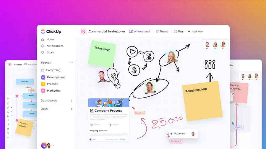 ClickUp Whiteboards miro alternative